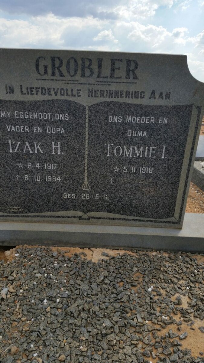 GROBLER Izak H. 1917-1994 &amp; Tommie I. 1918-