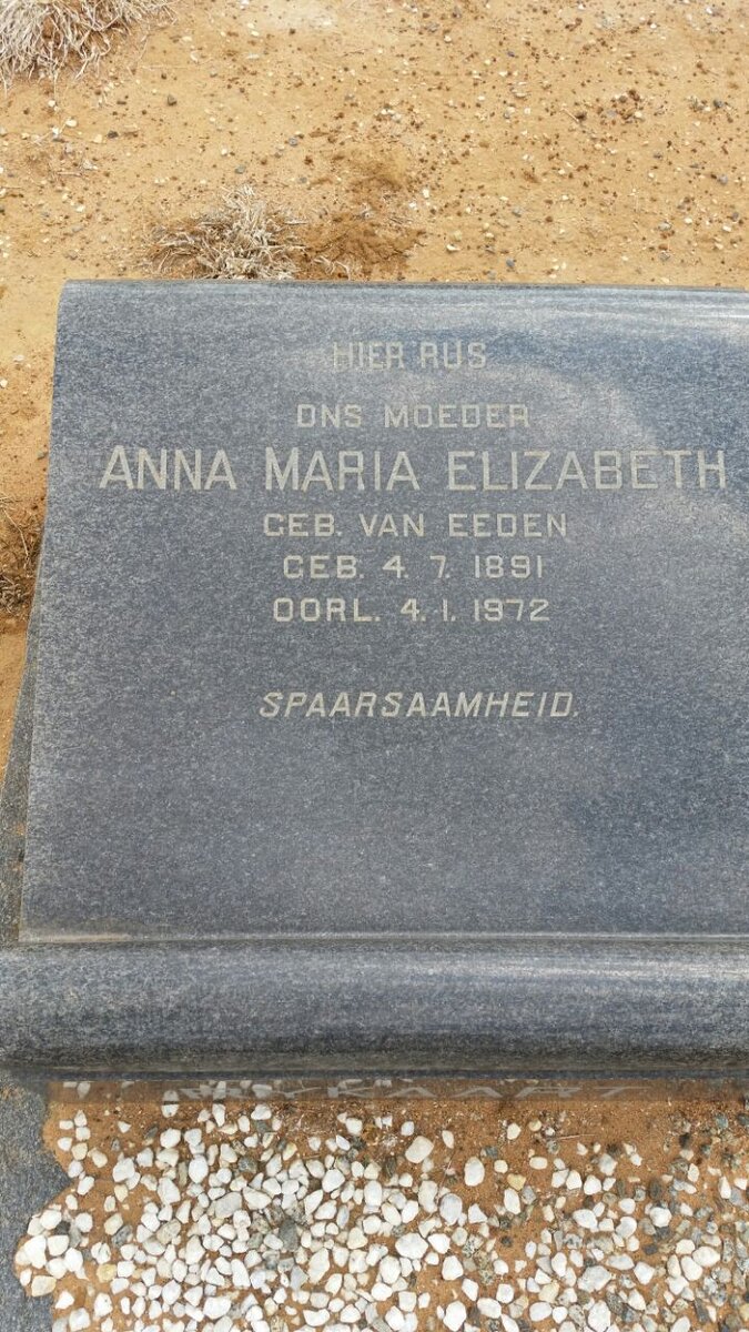 RYKAART Anna Maria Elizabeth nee VAN EEDEN 1891-1972