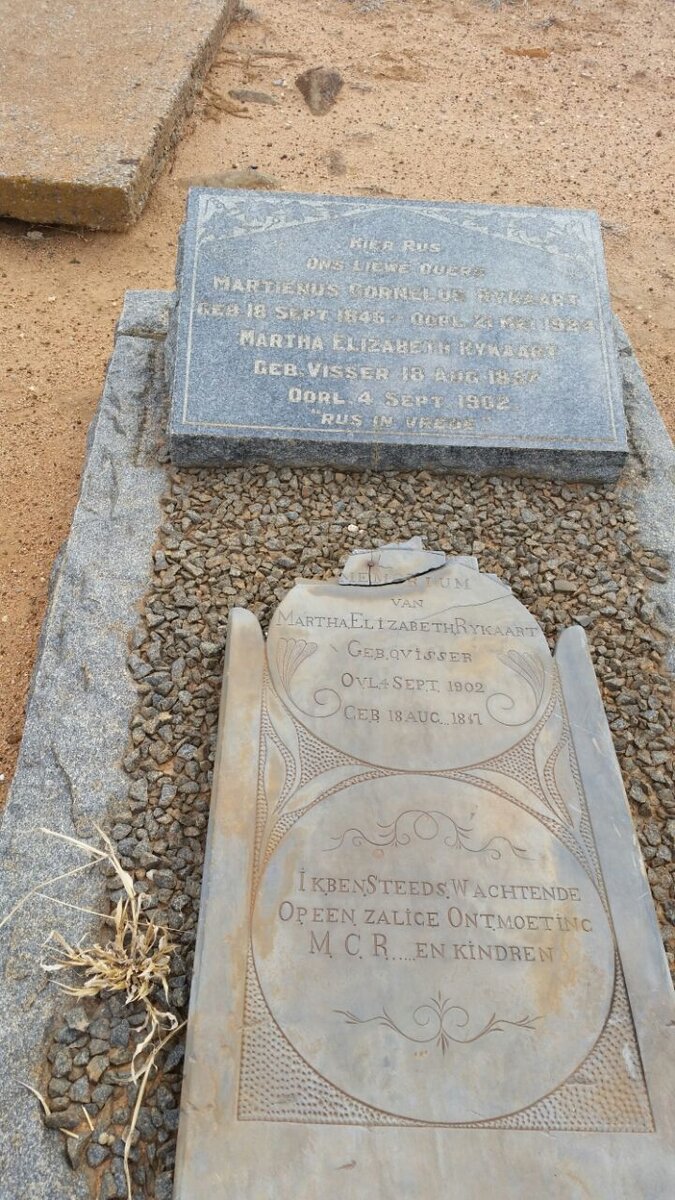 RYKAART Martienus Cornelus 1846-1924 &amp; Martha Elizabeth VISSER 18?7-1902