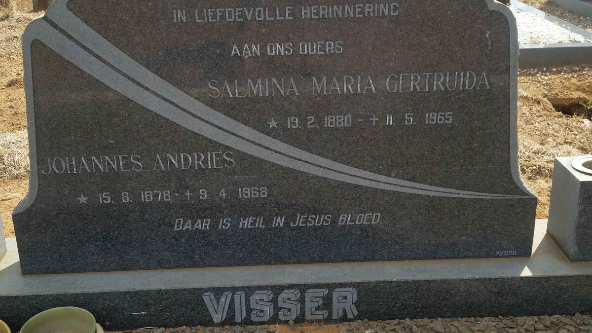 VISSER Johannes Andries 1878-1968 &amp; Salmina Maria Gertruida 1880-1965