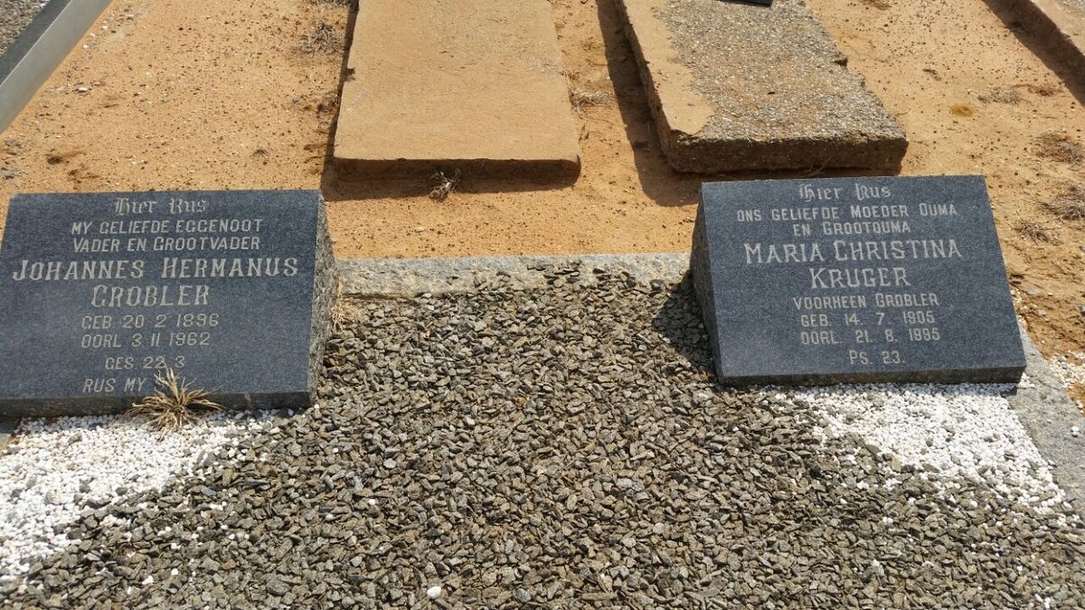 GROBLER Johannes Hermanus 1896-1962 &amp; Maria Christina KRUGER voorheen GROBLER 1905-1995