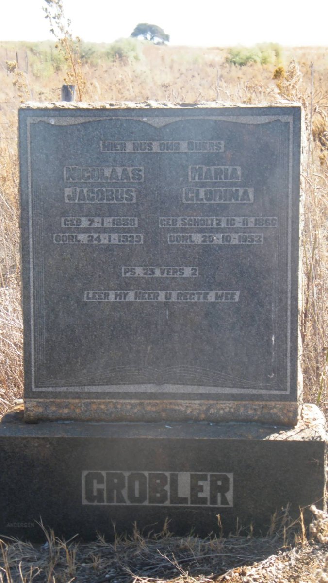 GROBLER Nicolaas Jacobus 1858-1929 &amp; Maria Glodina 1866-1953