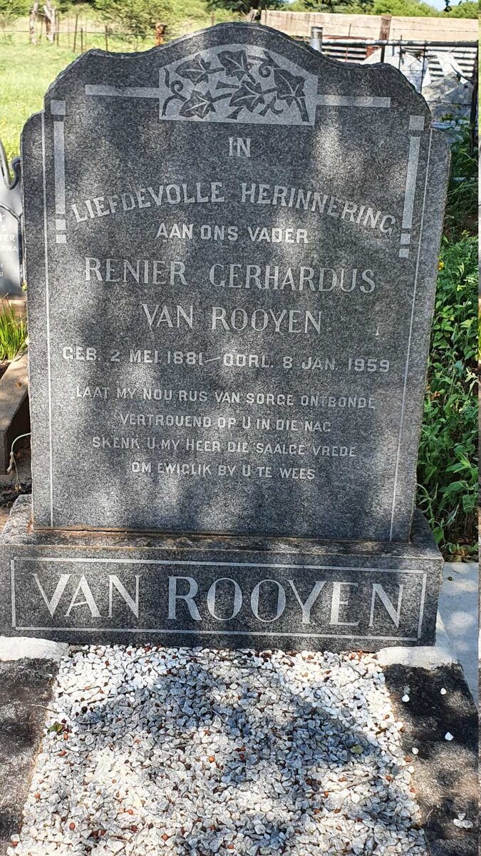 ROOYEN Renier Gerhardus, van 1881-1959