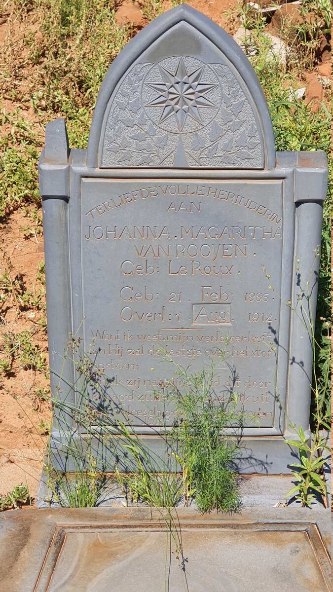 ROOYEN Johanna Magaritha, van nee LE ROUX 1886-1912