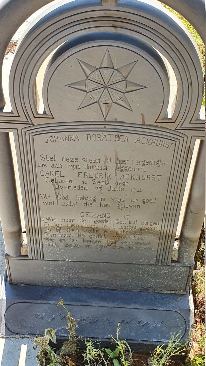 ACKHURST Carel Fredrik 1890-1926