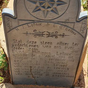 ROUX Evert Philuppus, le 1903-1903