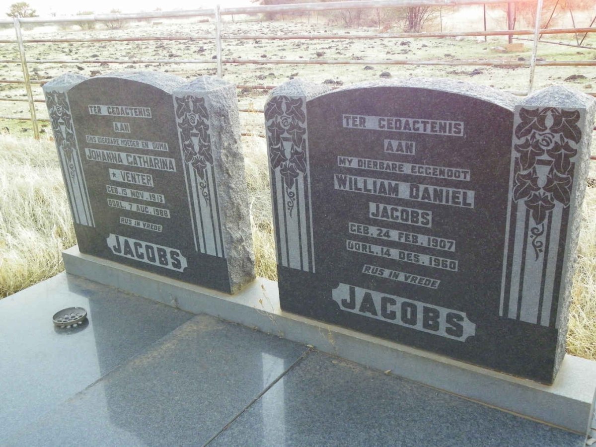 JACOBS William Daniel 1907-1960 &amp; Johanna Catharina VENTER 1913-1988