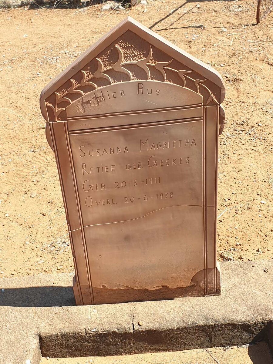 RETIEF Susanna Magrietha nee GESKES 1911-1938