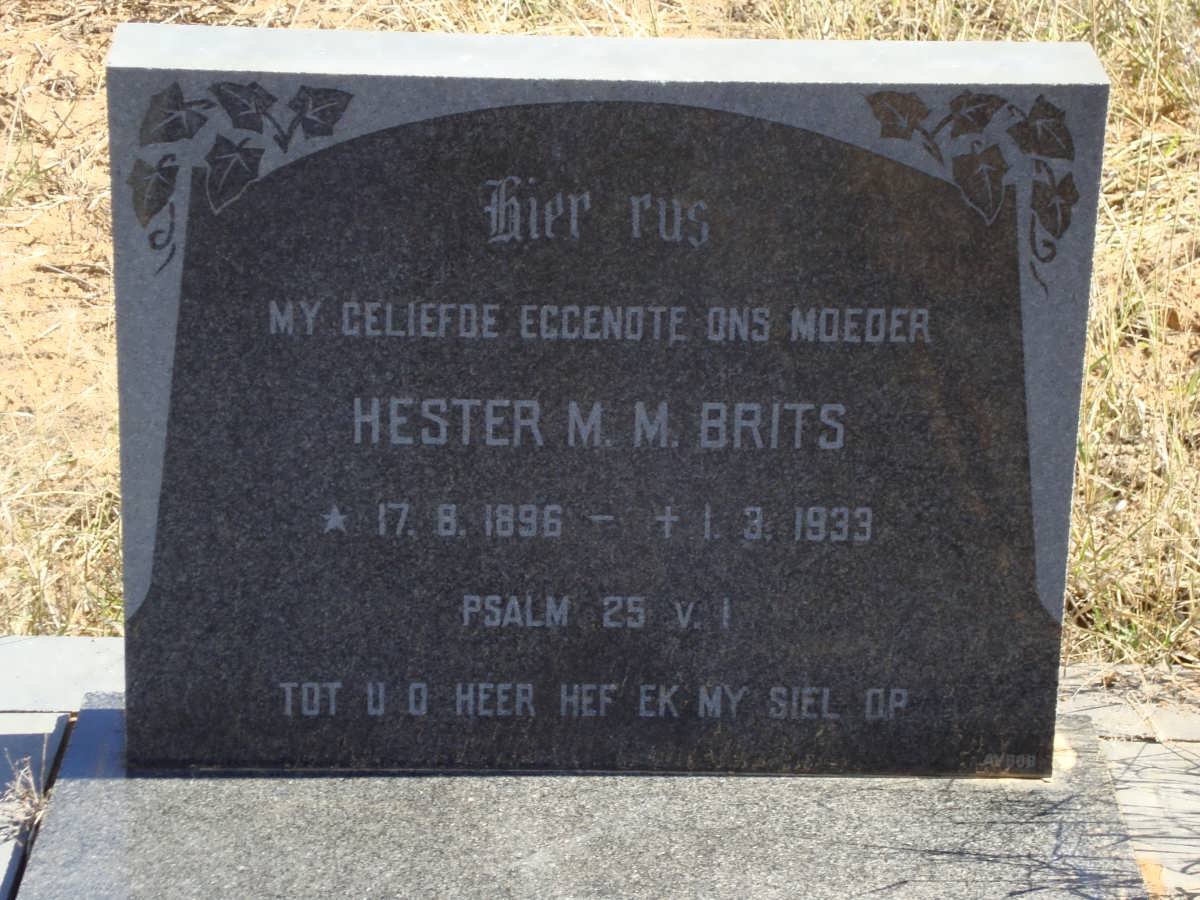 BRITS Hester M.M. 1896-1933