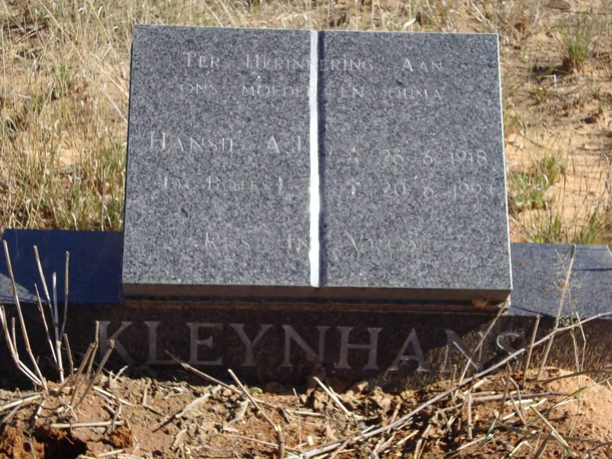 KLEYNHANS Hansie A.J. nee BOTES 1918-1993