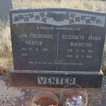 VENTER Jan Frederick 1914- &amp; Elizabeth Maria Magrietha 1907-1964
