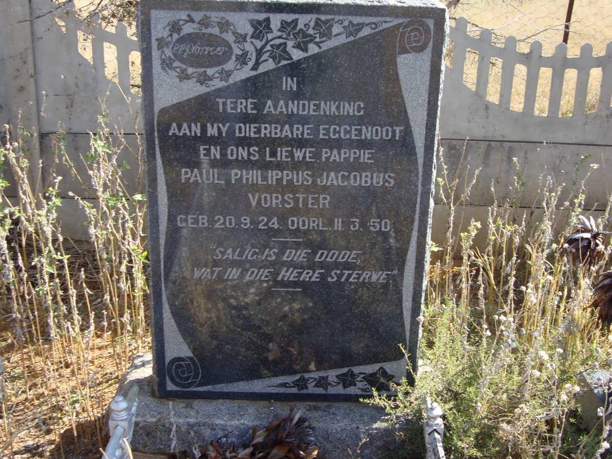 VORSTER Paul Philippus Jacobus 1924-1950