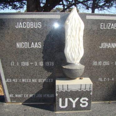 UYS Jacobus Nicolaas 1918-1978 &amp; Elizabeth Johanna 1916-1996