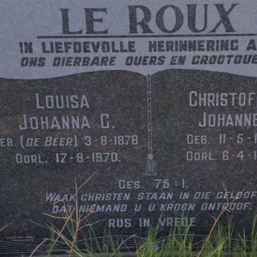 ROUX Christoffel Johannes, le 1864-1936 &amp; Louisa Johanna C. DE BEER 1878-1970