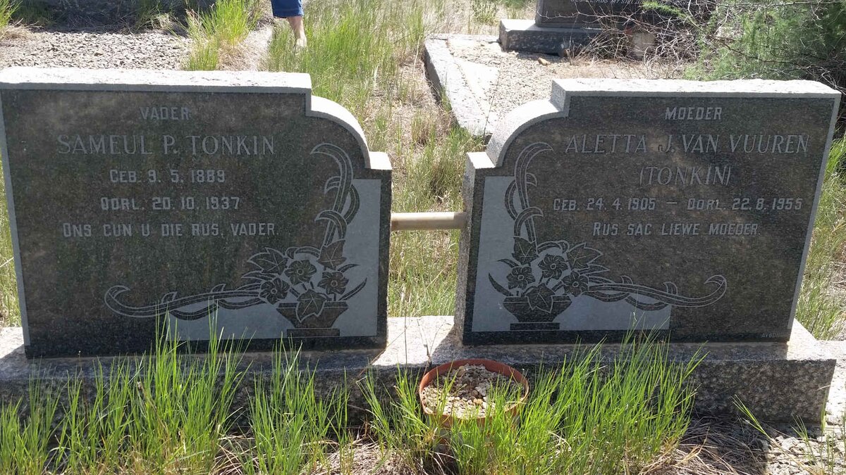 TONKIN Samuel P. 1889-1937 &amp; Aletta J. VAN VUUREN 1905-1955