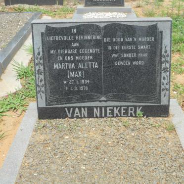 NIEKERK Martha Aletta, van 1934-1978