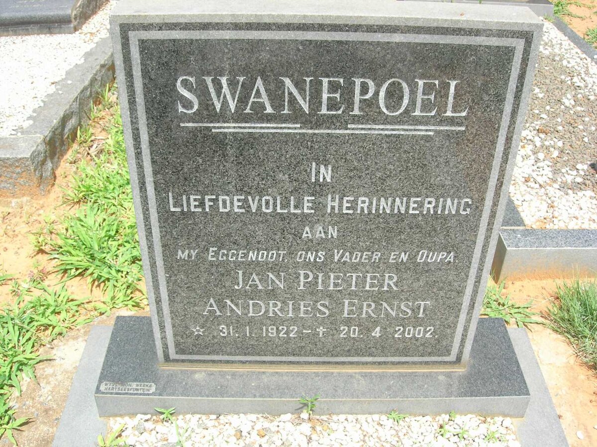 SWANEPOEL Jan Pieter Andries Ernst 1922-2002