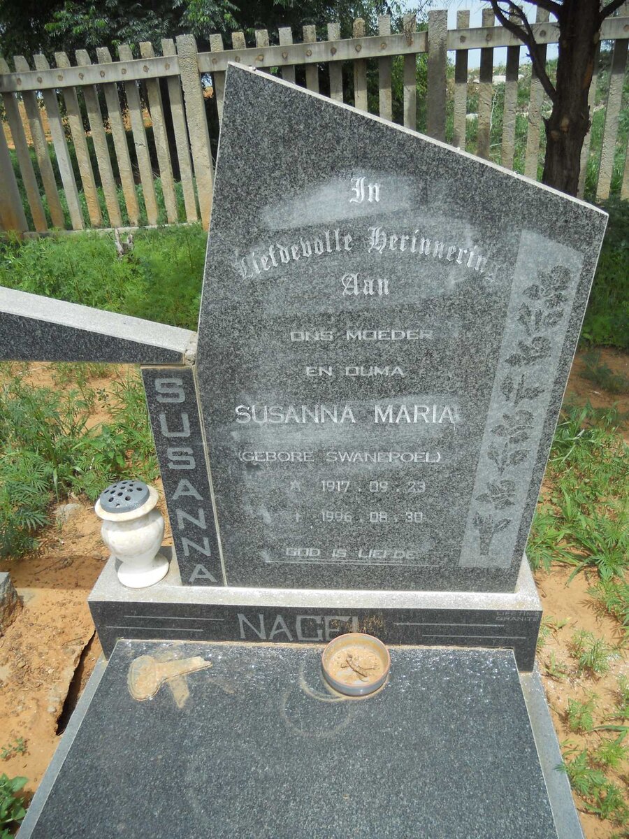 NAGEL Alwyn Francois 1914-1984 &amp; Susanna Maria SWANEPOEL 1917-1996