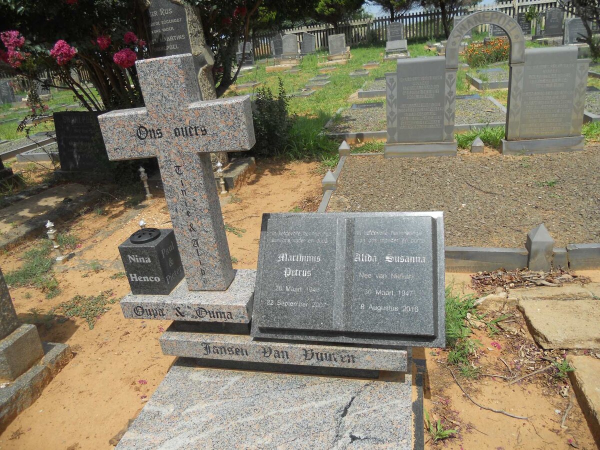 VUUREN Marthinus Petrus, Jansen van 1946-2007 &amp; Alida Susanna VAN NIEKERK 1947-2016