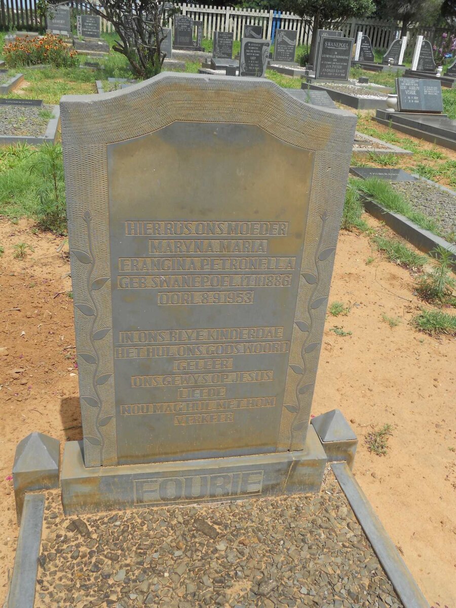 FOURIE Maryna Maria Francina Petronella nee SWANEPOEL 1886-1953