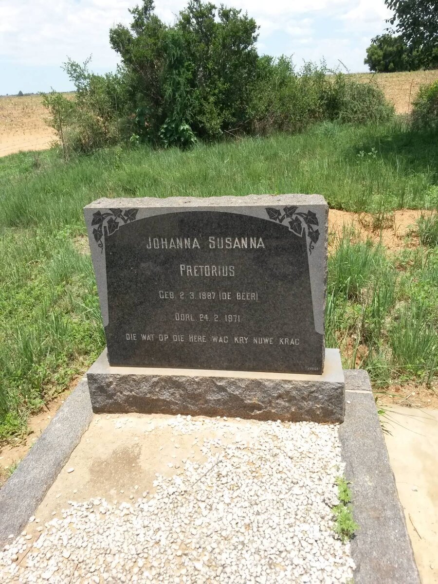 PRETORIUS Johanna Susanna nee DE BEER 1887-1971