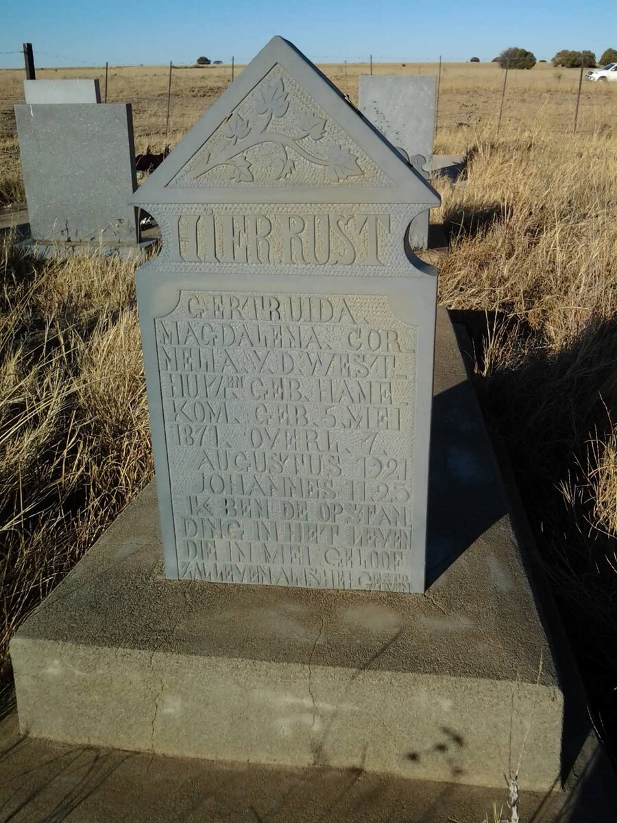 WESTHUIZEN Gertuida Magdalena Cornelia, V.D. nee HANEKOM 1871-1921