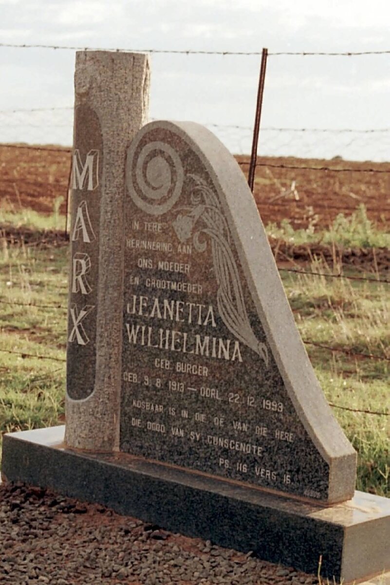 MARX Jeanetta Wilhelmina nee BURGER 1913-1993