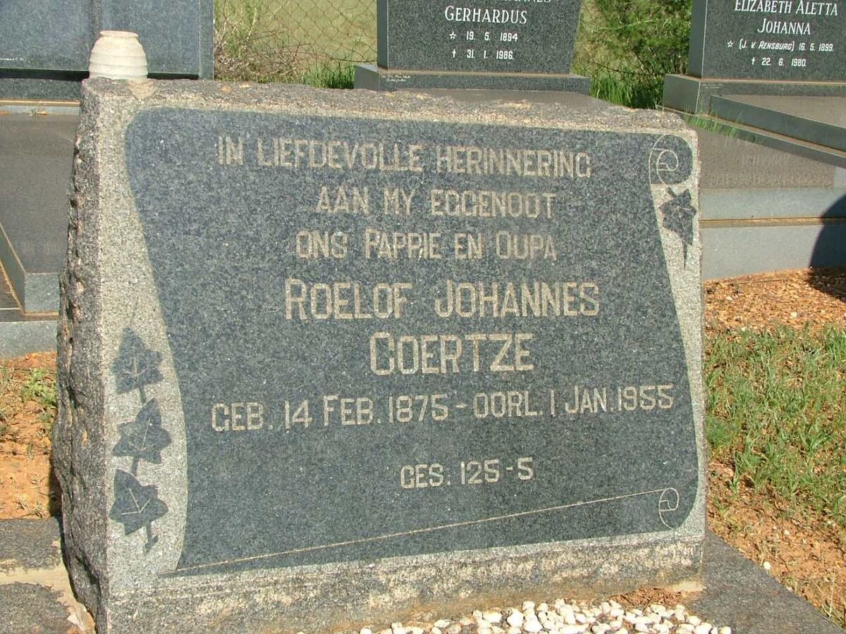 COERTZE Roelof Johannes 1875-1955