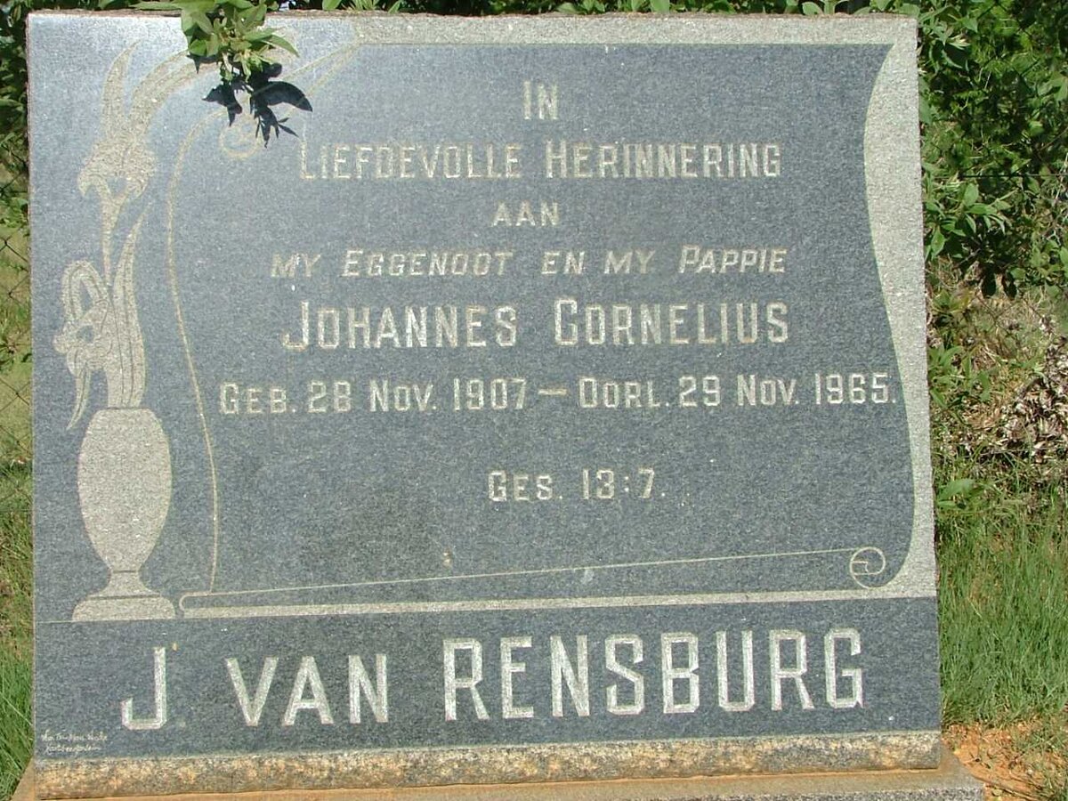 RENSBURG Johannes Cornelius, J. van 1907-1965