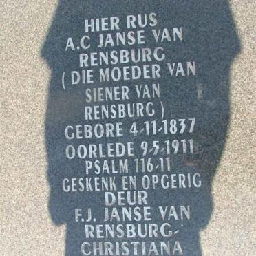 RENSBURG A.C., Janse van 1837-1911