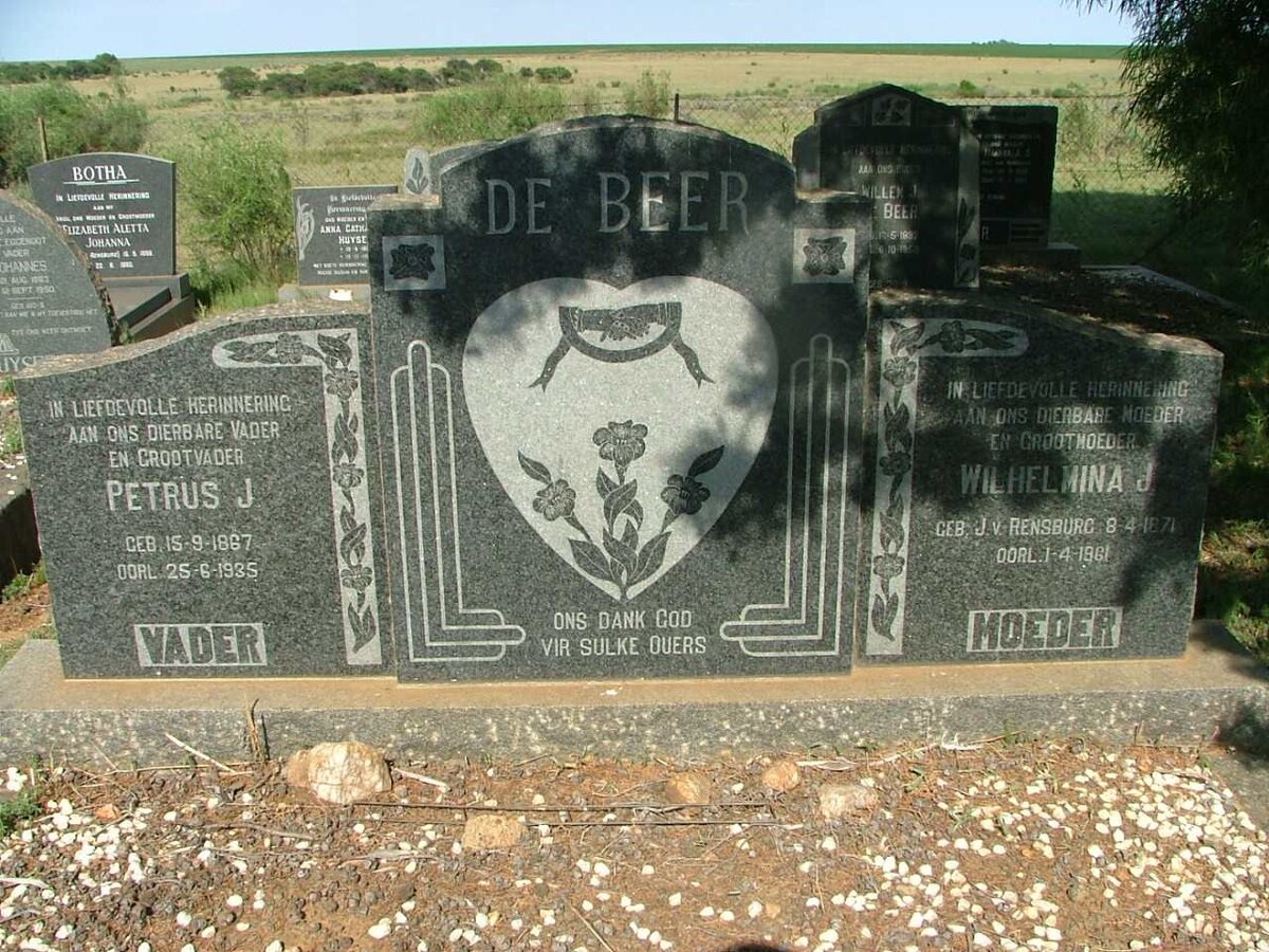 BEER Petrus J., de 1867-1935 &amp; Wilhelmina J.  J.V. RENSBURG 1871-1961
