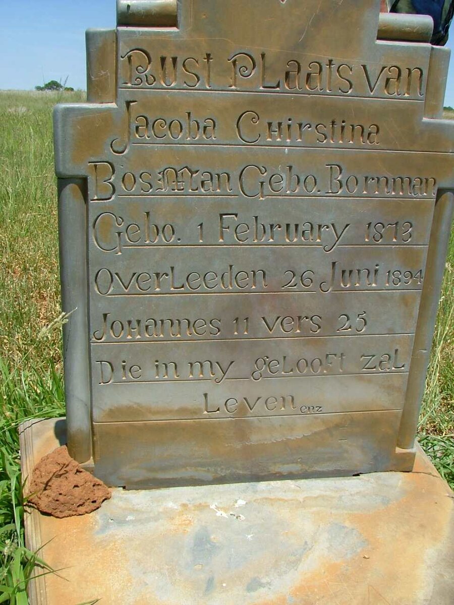 BOSMAN Jacoba Chirstina nee BORNMAN 1873-1894