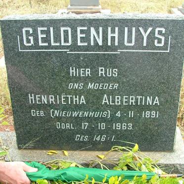 GELDENHUYS Henriëtha Albertina nee  NIEUWENHUIS 1891-1963
