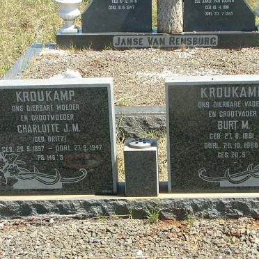 KROUKAMP Burt M. 1891-1968 &amp; Chalotte J.M. BRITZ 1897-1947