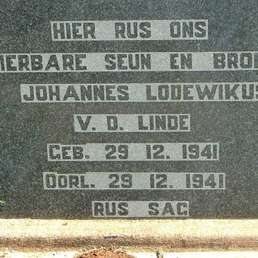 LINDE Johannes Lodewikus, v.d. 1941-1941
