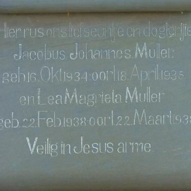 MULLER Jacobus Johannes 1934-1935 :: MULLER Lea Magrieta 1938-1938