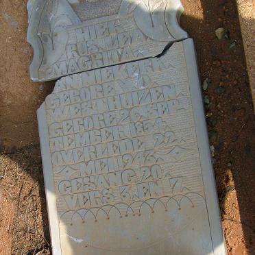 NIEKERK Lea Margrita, van nee  V.D.WESTHUIZEN  1854-1943