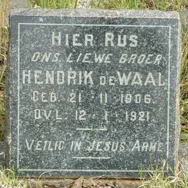 WAAL Hendrik, de 1906-1921