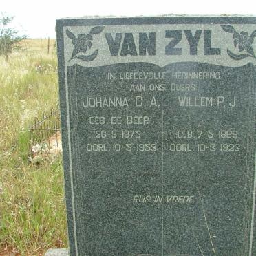 ZYL Willem P.J., van 1869-1923 &amp; Anna C.A. DE BEER 1875-1953