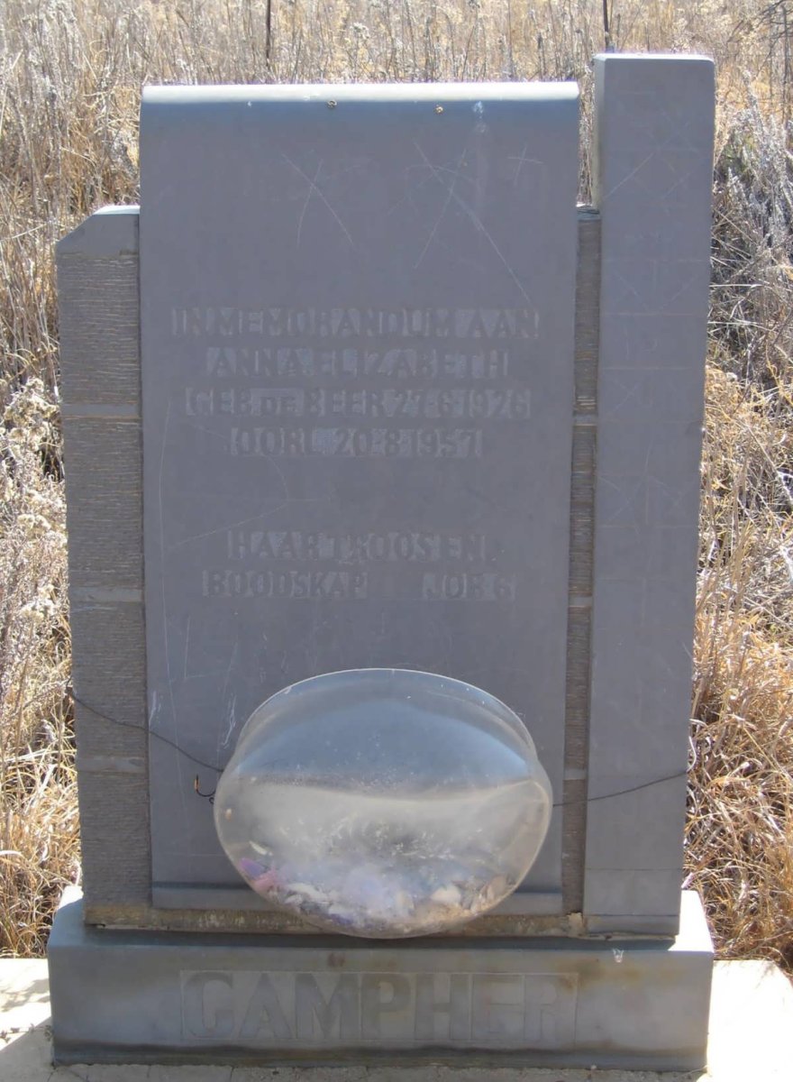 CAMPHER Anna Elizabeth nee DE BEER 1926-1957