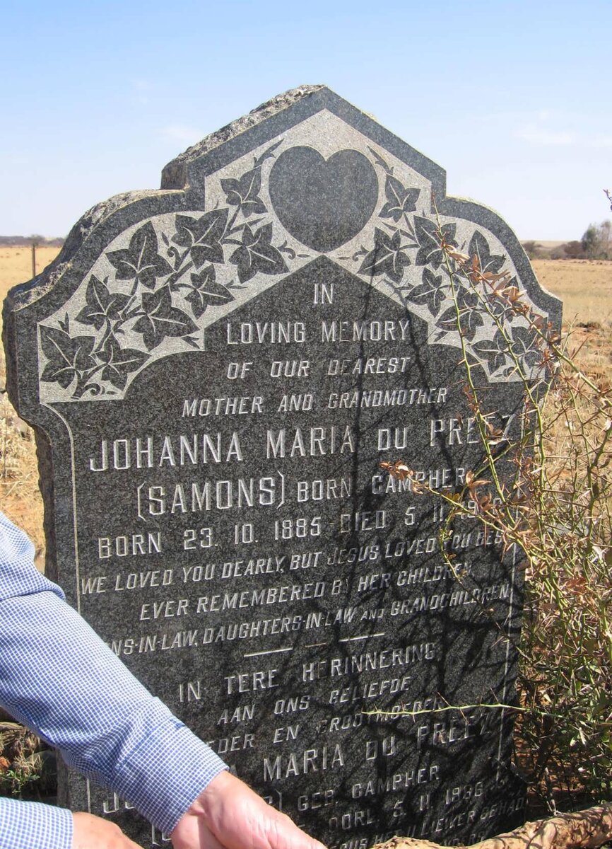 PREEZ Johanna Maria, du formerly SAMONS nee CAMPHER 1885-1966