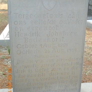BADENHORST Hendrik Johannes 1881-1959