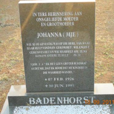BADENHORST M.J.E. 1926-1995