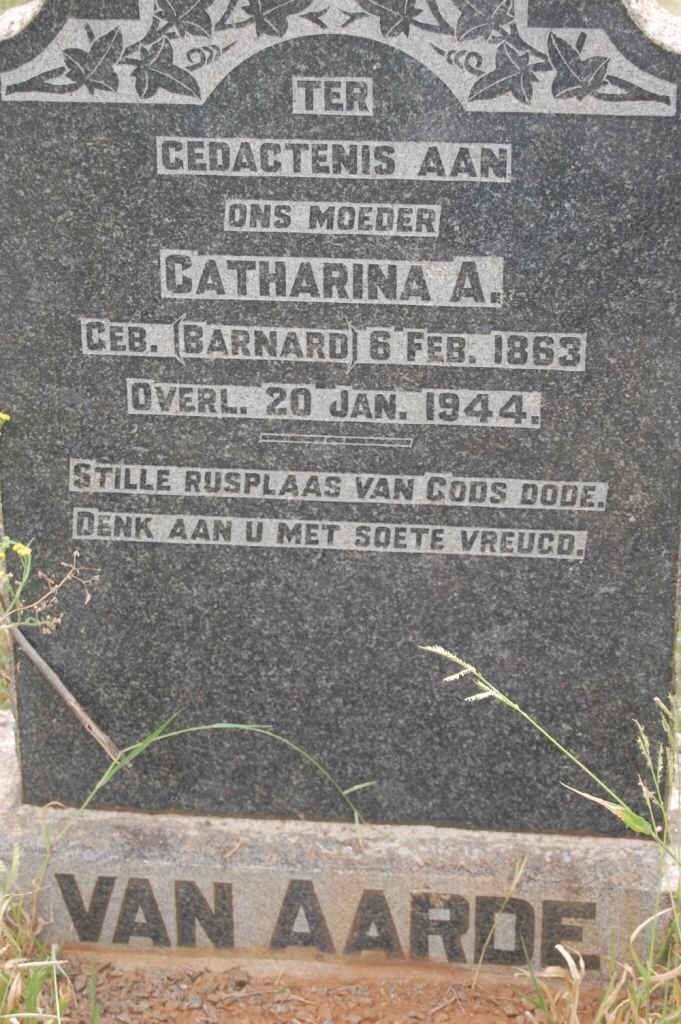 AARDE Catharina A., van nee BARNARD 1863-1944