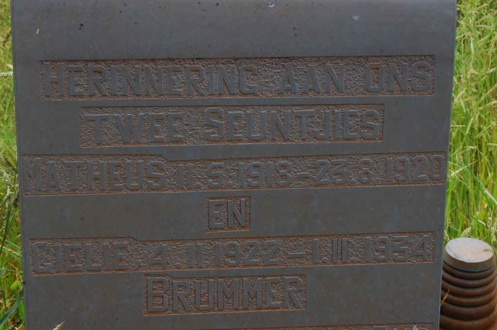 BRUMMER Matheus 1918-1920 :: BRUMMER Gielie 1922-1934