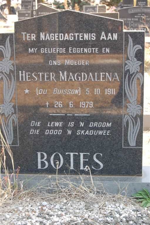 BOTES Hester Magdalena nee DU BUISSON 1911-1979