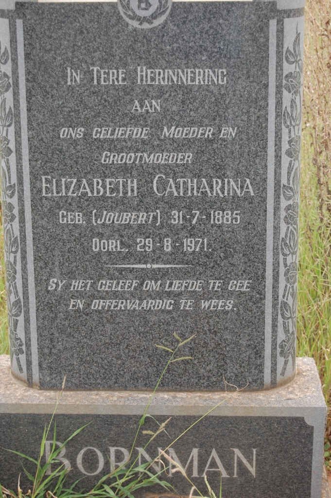 BORNMAN Elizabeth Catharina nee JOUBERT 1885-1971