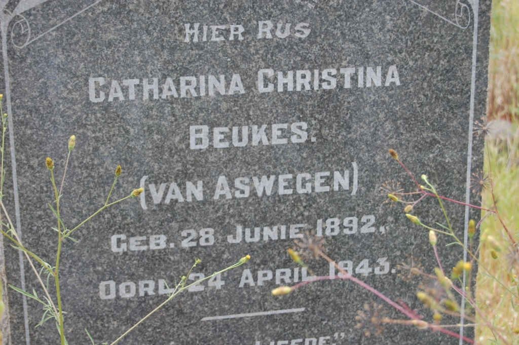 BEUKES Catharian Christina nee VAN ASWEGEN 1892-1943