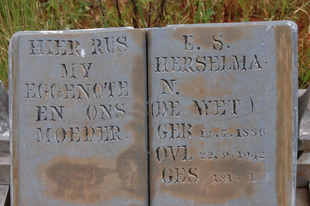HERSELMAN E.S. nee DE WET 1886-1942