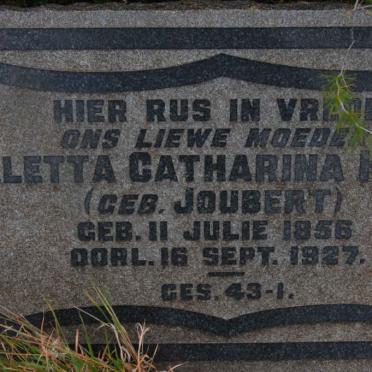 HUGO Aletta Catharina nee JOUBERT 1856-1927